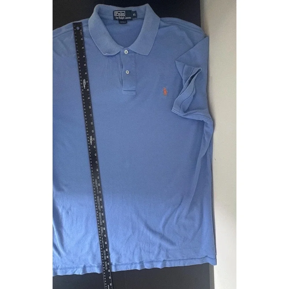 Polo Ralph Lauren Polo Shirt Men's XL Light Blue Short Sleeve Orange Pony